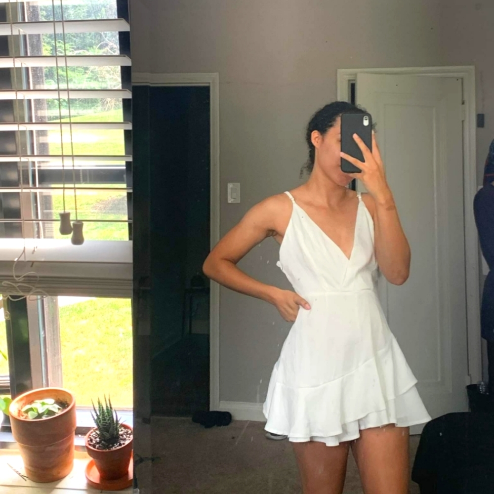 Small Luxxel White Romper Dress NEW WITH TAG